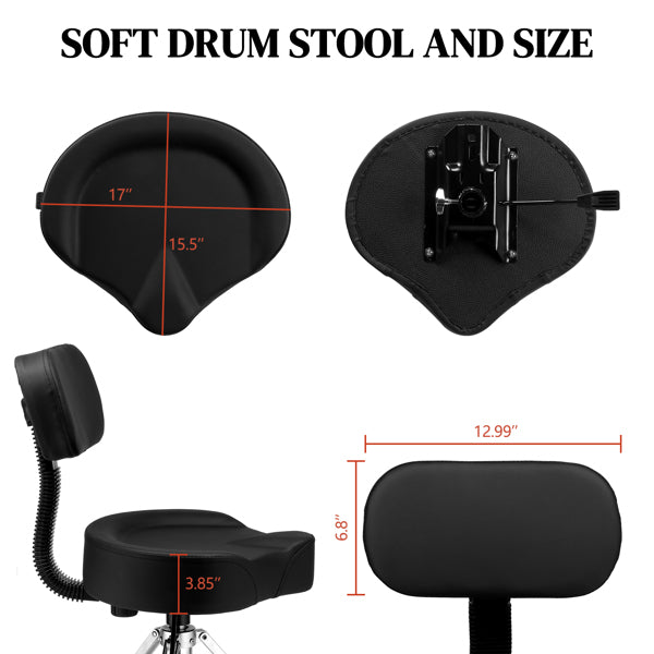 Adjustable Black Drum Stool With Hydraulic Function By Shoulder Strap