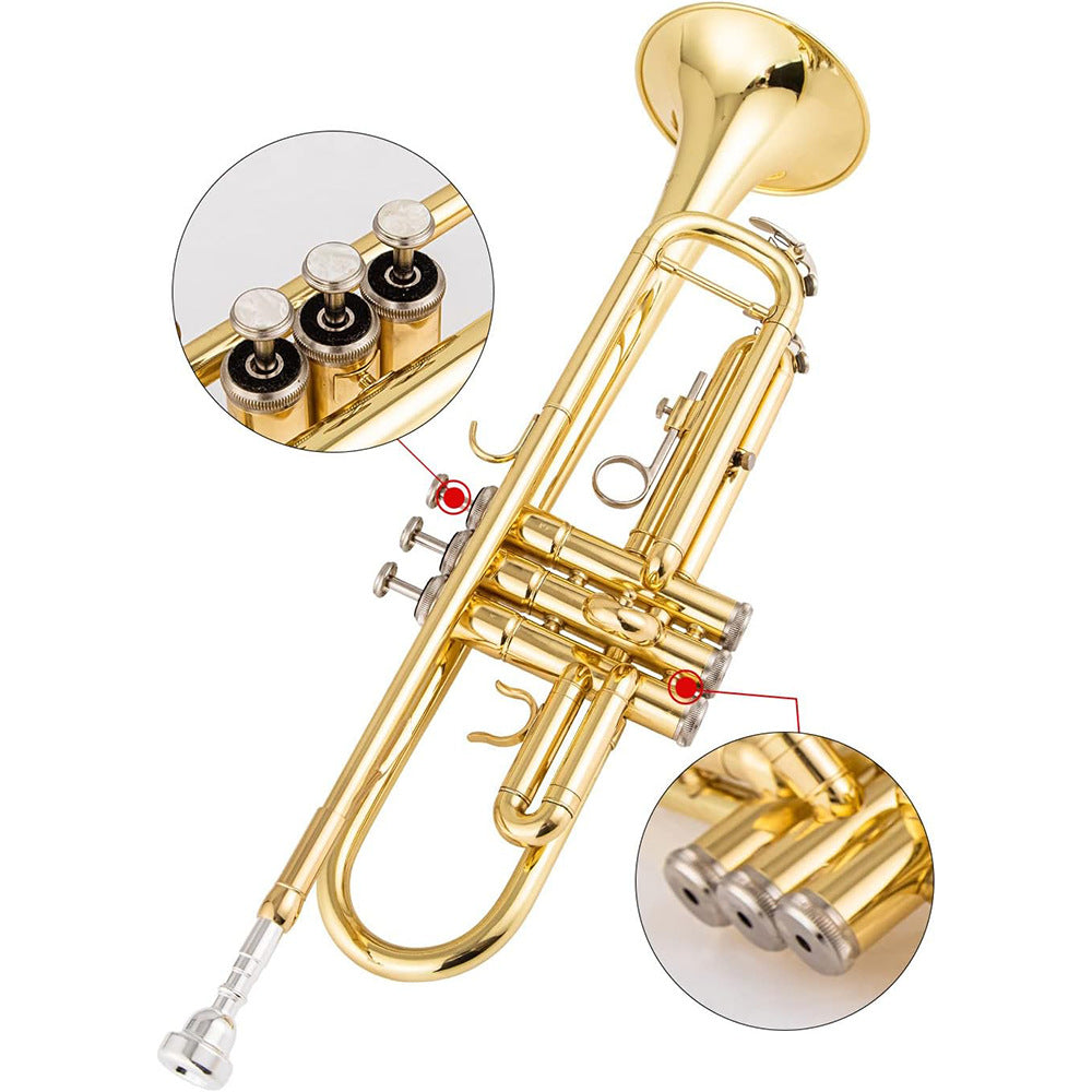 Gold Lacquer Trumpet Musical Instrument B Flat Children's Grade Examination Beginner Musical Instrument
