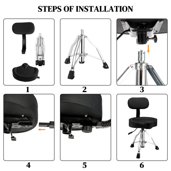 Adjustable Black Drum Stool With Hydraulic Function By Shoulder Strap