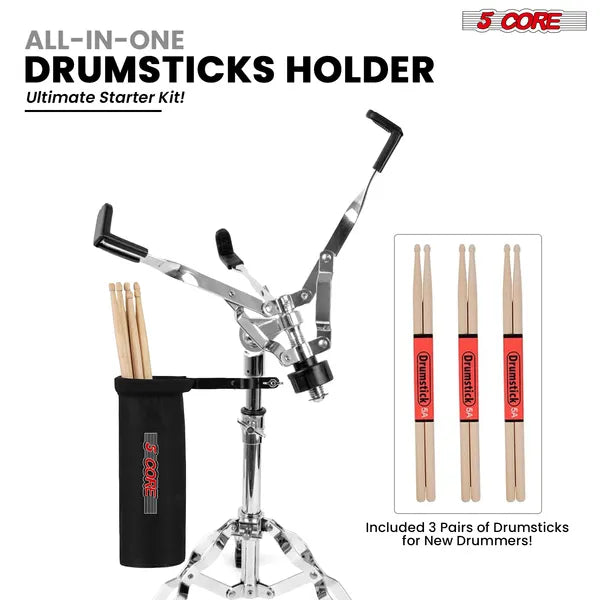5 Core Drum Practice Pad Set 12" Adjustable Snare Drumming Stand Double Sided Silent Drummer Kit - DPAD COMBO ORG