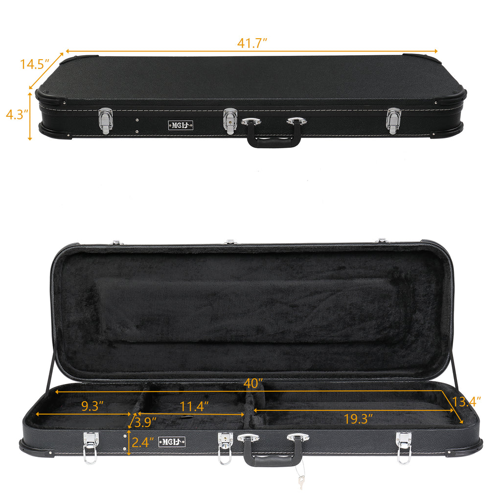 PVC Square Angle Black Electric Guitar Leather Box