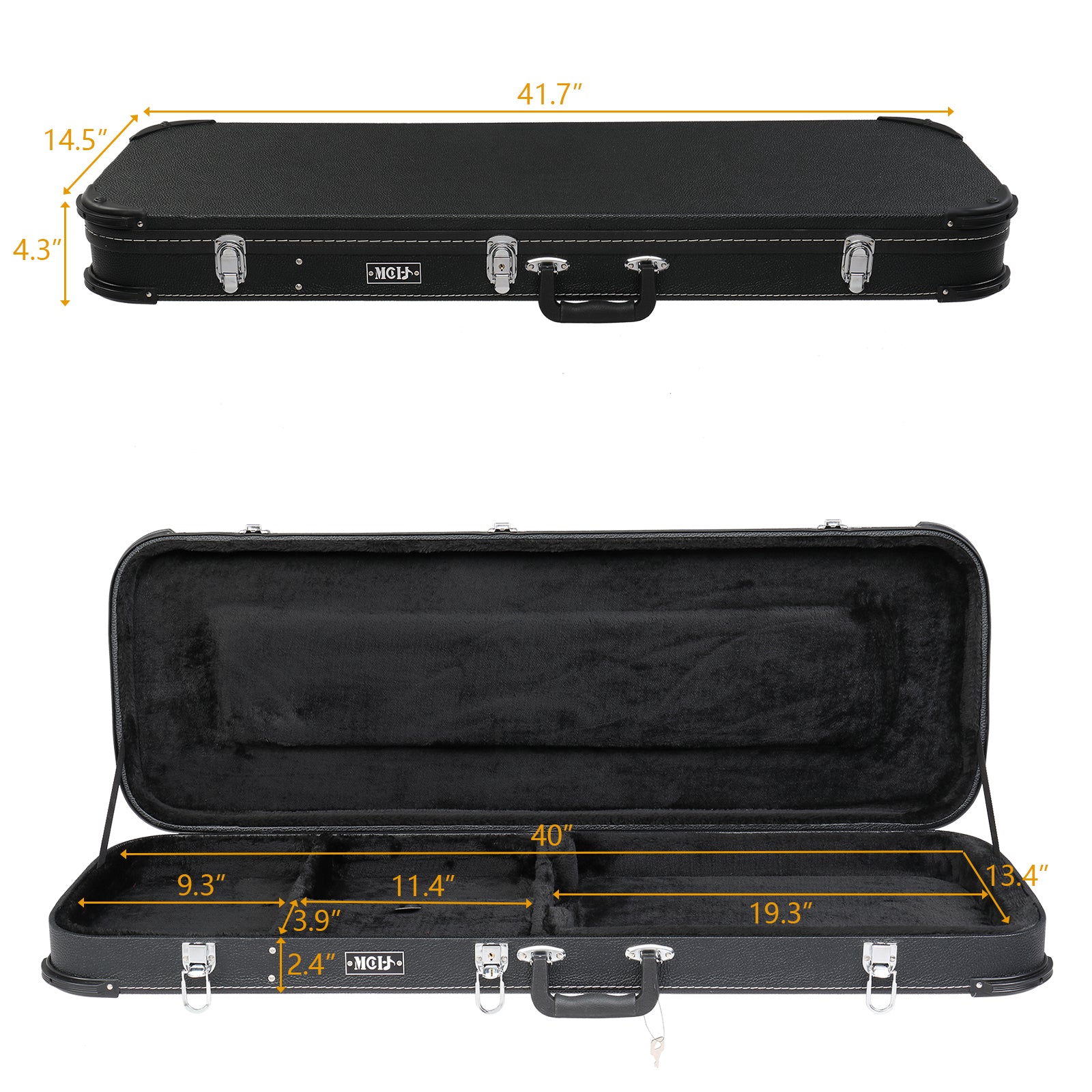 PVC Square Angle Black Electric Guitar Leather Box