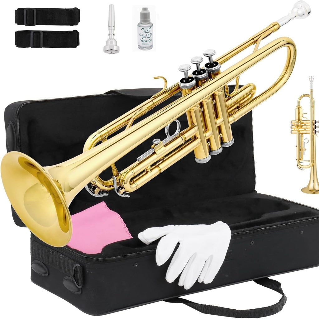 Gold Lacquer Trumpet Musical Instrument B Flat Children's Grade Examination Beginner Musical Instrument
