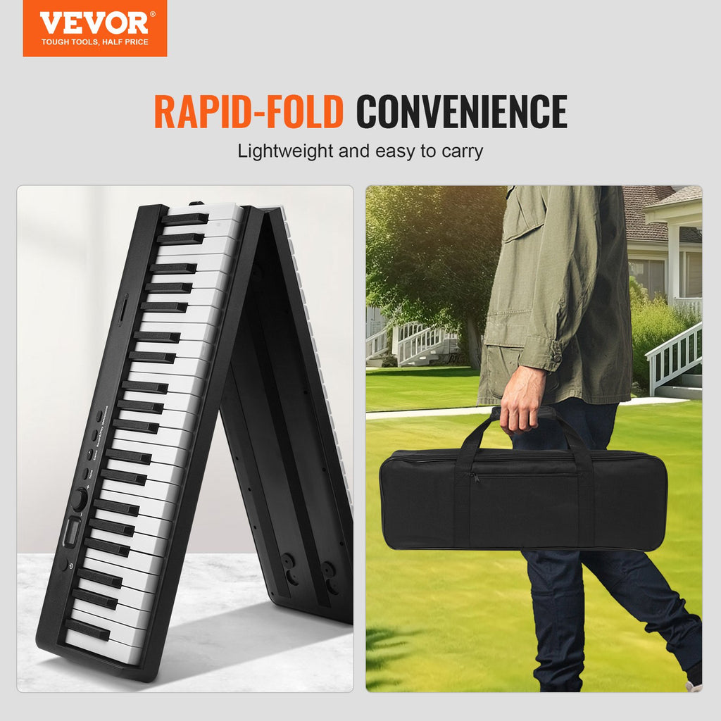 88 Key Folding Keyboard Piano, Bluetooth &amp; MIDI, Portable Electronic Digital Foldable Piano With Stand Sustain Pedal Bag Touch Sensitive Keys, Rechargeable For Beginners Teens Adults, Black