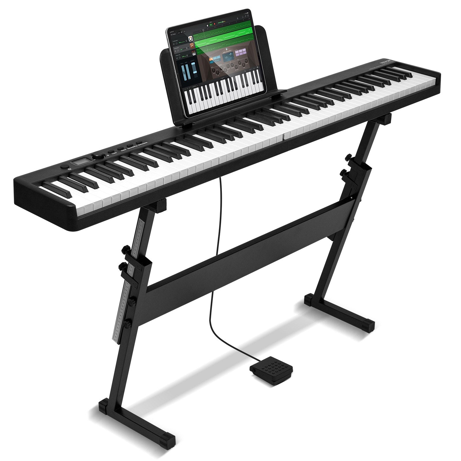 88 Key Folding Keyboard Piano, Bluetooth &amp; MIDI, Portable Electronic Digital Foldable Piano With Stand Sustain Pedal Bag Touch Sensitive Keys, Rechargeable For Beginners Teens Adults, Black