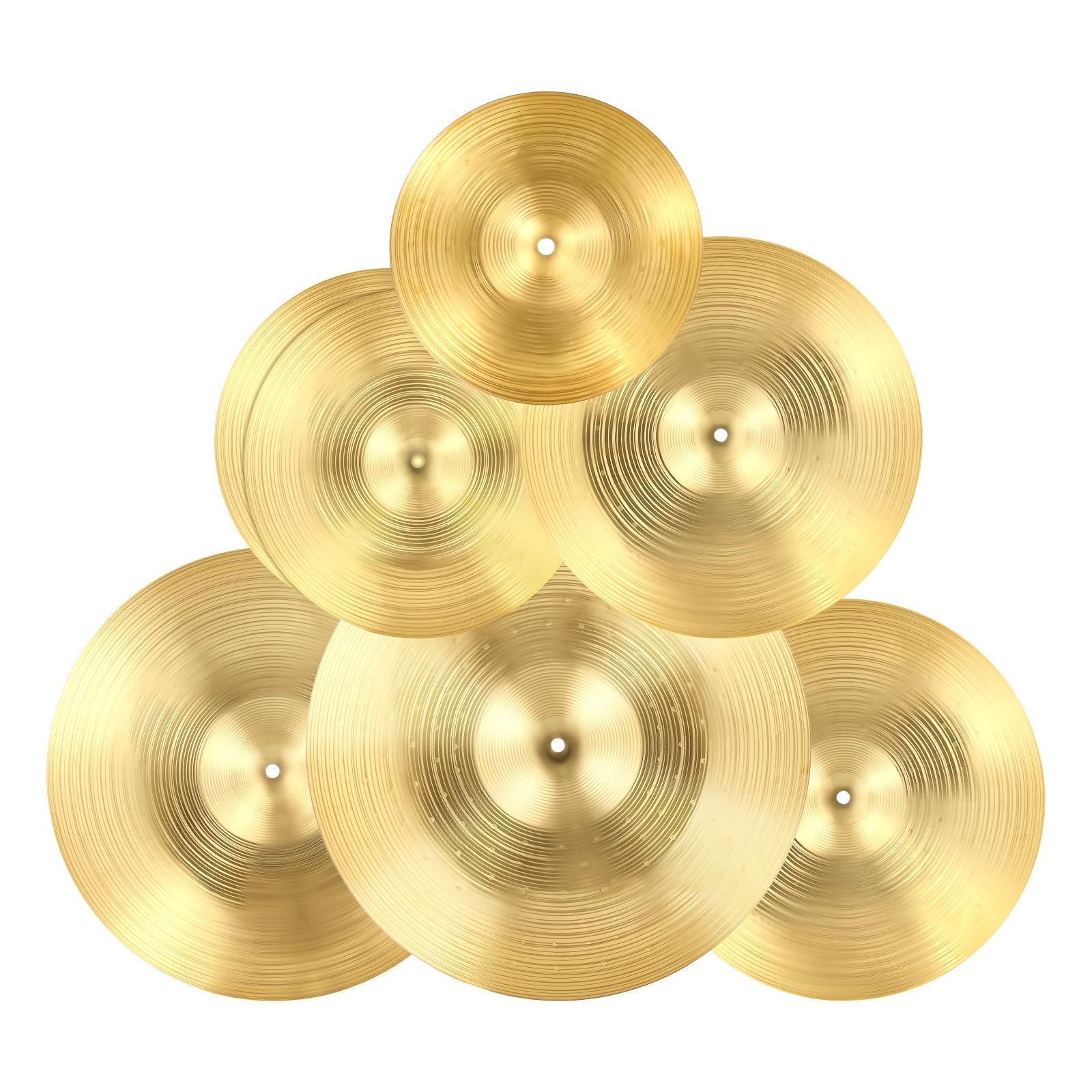 Cymbal Pack, 6 Pieces Cymbals For Drum Set, Alloy Cymbals Drum Set Includes 14-inch Hi-Hats, 16-inch Crash, 18-inch Crash, 20-inch Ride, 10-inch Splash, 16-inch China, Drumsticks & Cymbal Bag