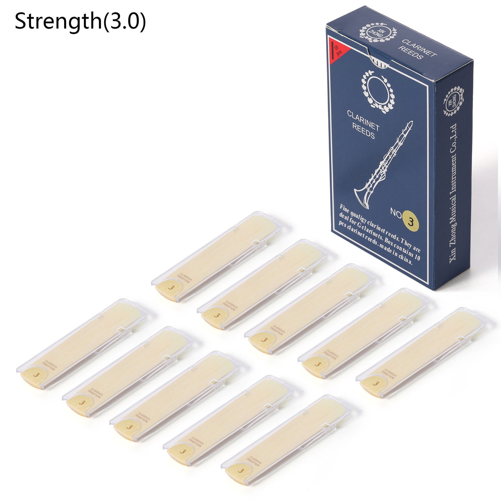 10-piece Clarinet Reeds In Various Hardnesses