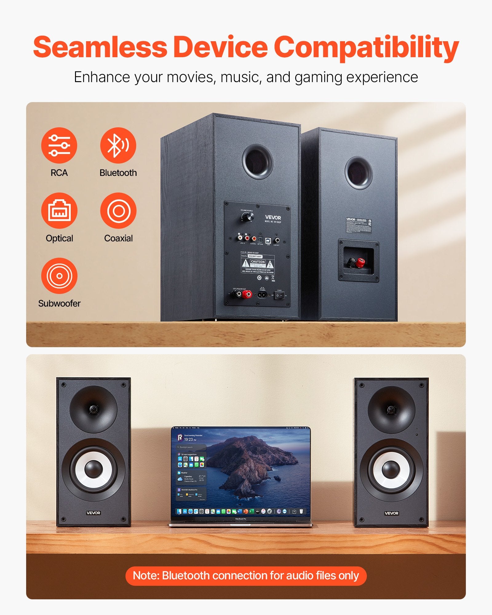 Active Powered Bookshelf Studio Monitor Speakers 25W X2 Bluetooth Coaxial Stereo