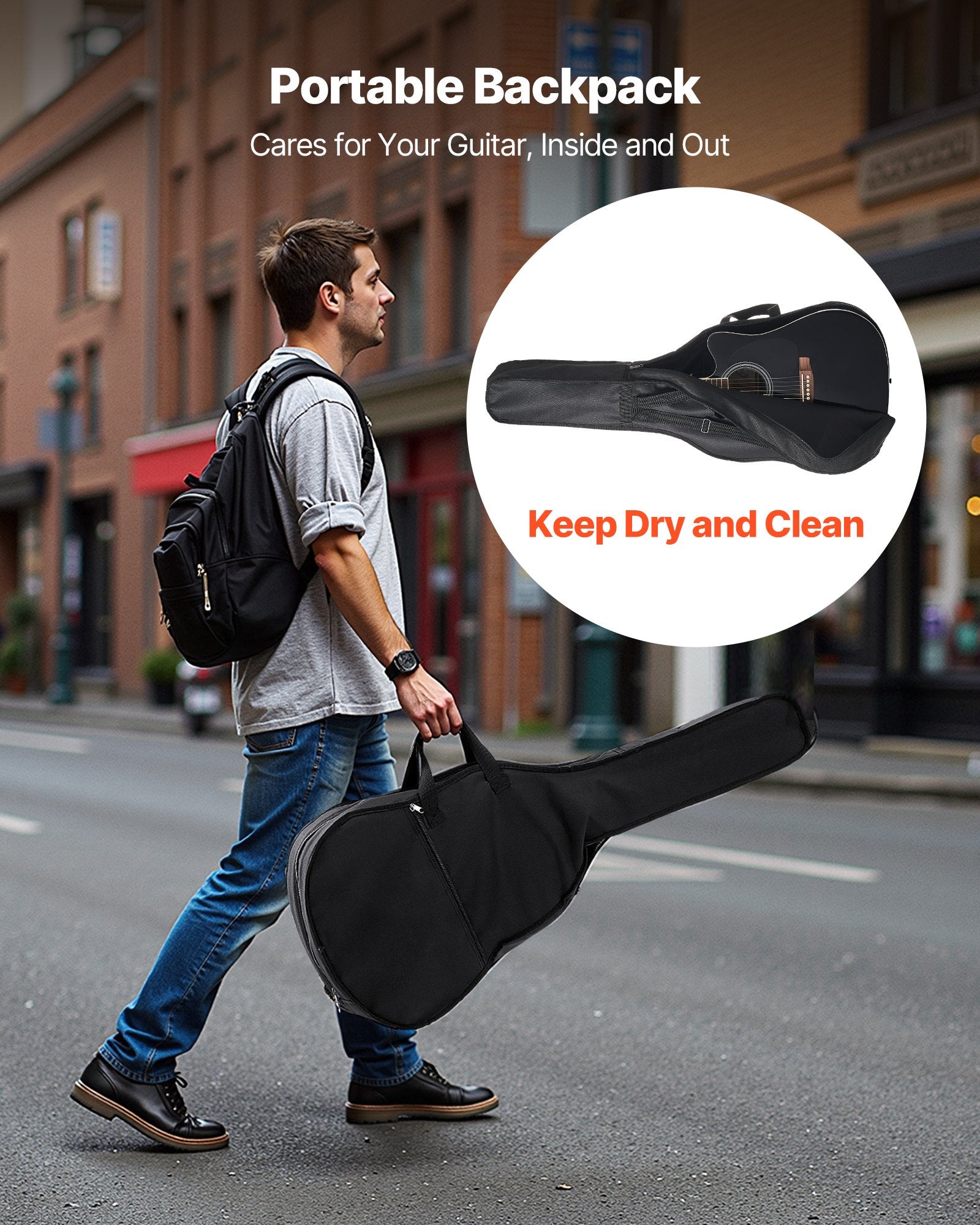 Cutway Acoustic Guitar, 41 In, 6-String Black Solid Spruce Top Guitar, Beginner Bundle With Gig Bag, Tuner, Strap, Strings, Picks, Capo, Rosewood Fingerboard, For Adult Fingerstyle Solo Jazz