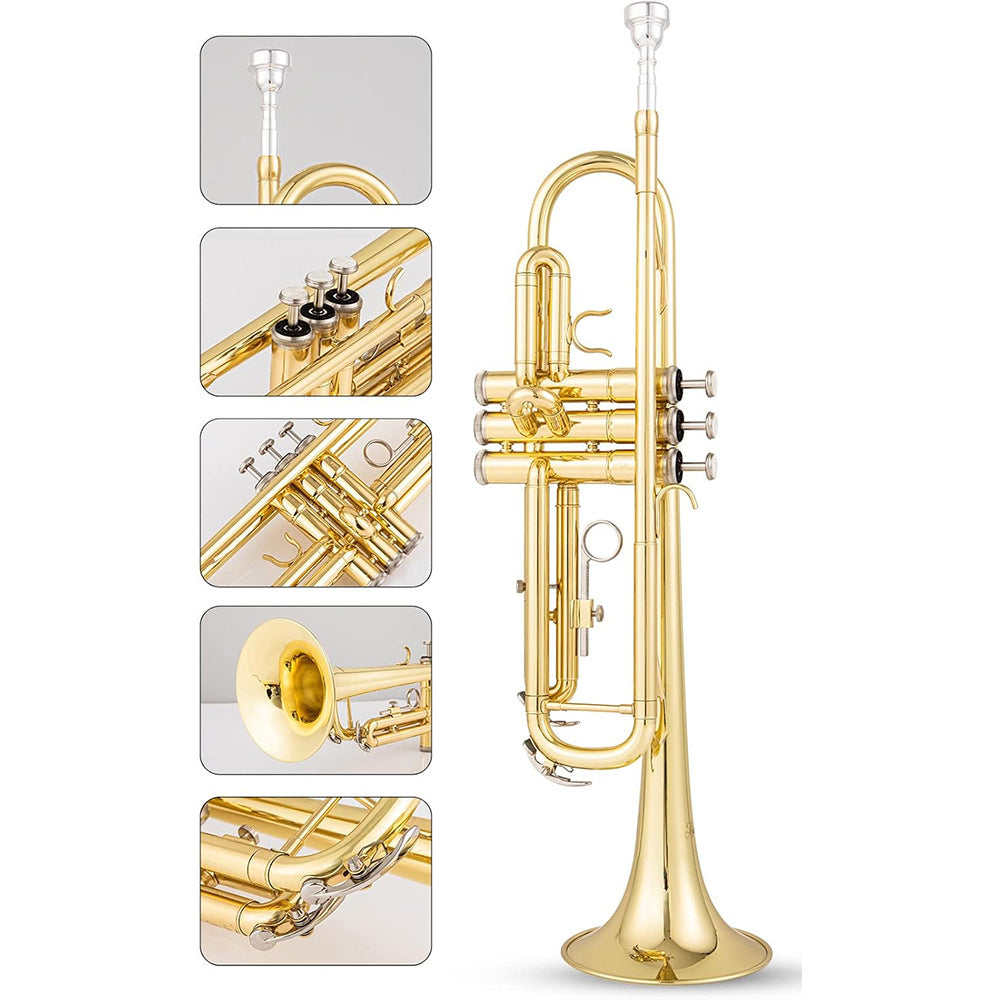 Gold Lacquer Trumpet Musical Instrument B Flat Children's Grade Examination Beginner Musical Instrument