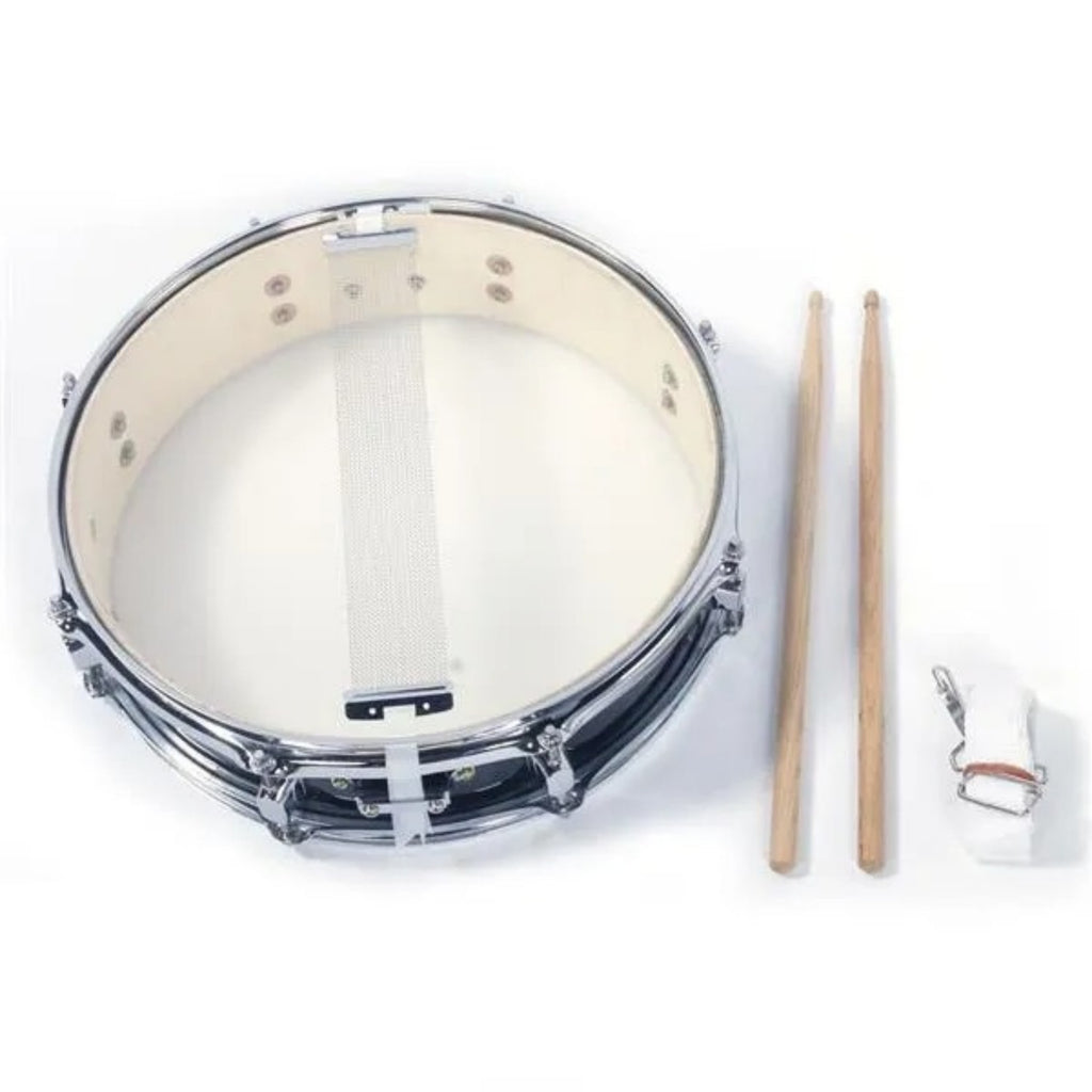 13x3.5 Inch Professional Snare Drum Drumsticks Drum Key Strap Set Black