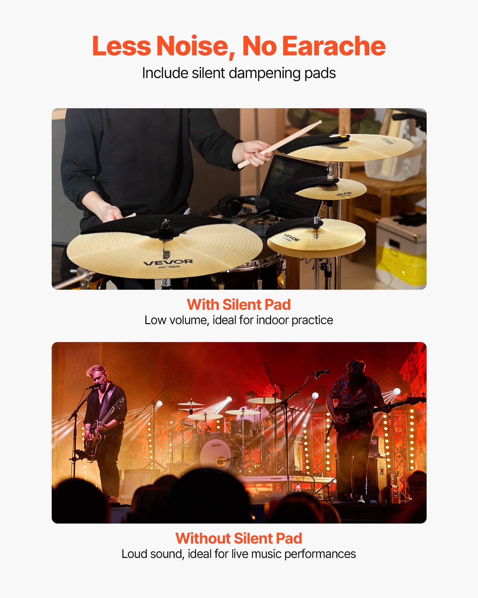 Cymbal Pack, 4 Pieces Cymbals For Drum Set, Alloy Cymbals Drum Set Includes 14-inch Hi-Hats, 16-inch Crash, 18-inch Crash, 20-inch Ride, Drumsticks & Cymbal Bag, Alloy Cymbal Pack For Drummer