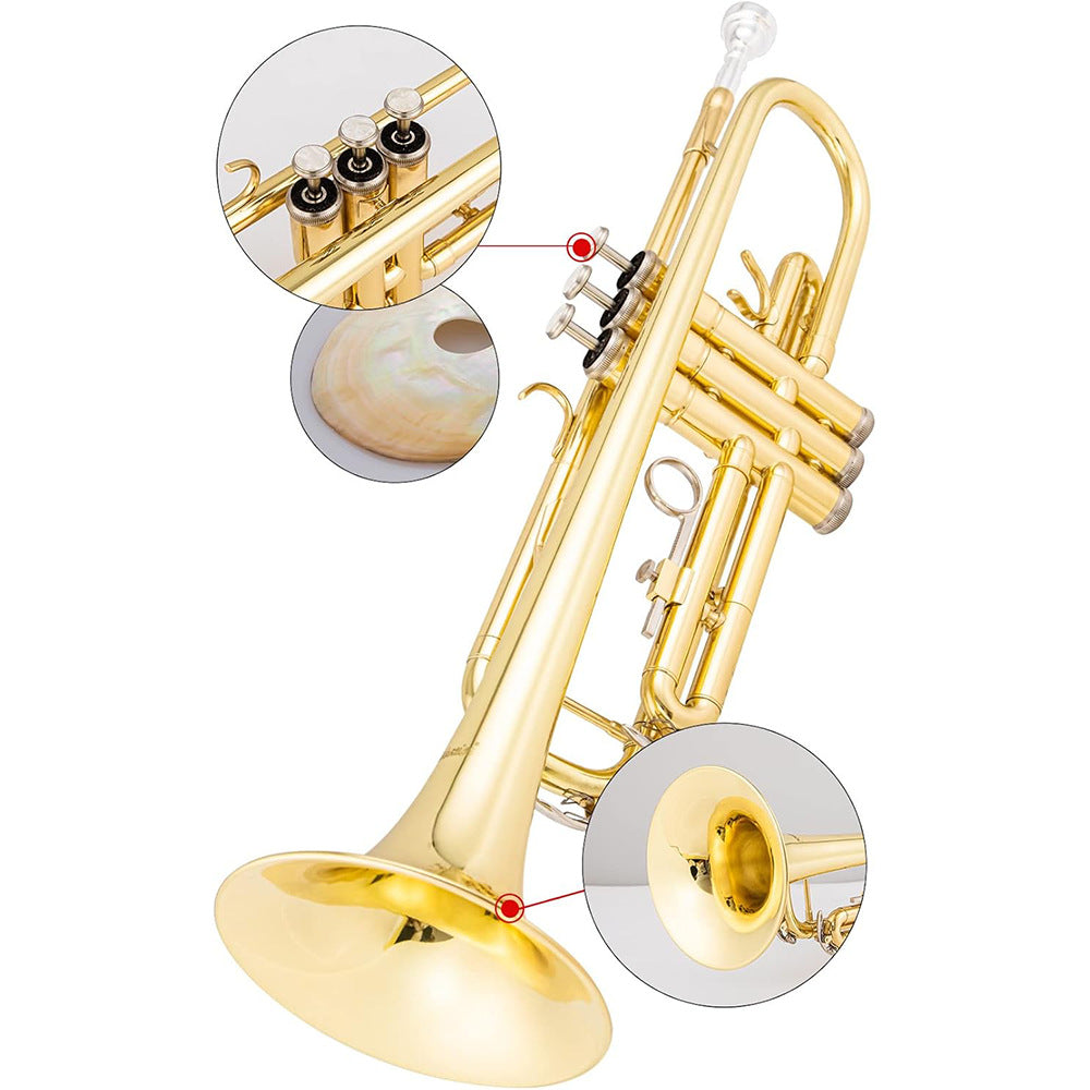 Gold Lacquer Trumpet Musical Instrument B Flat Children's Grade Examination Beginner Musical Instrument