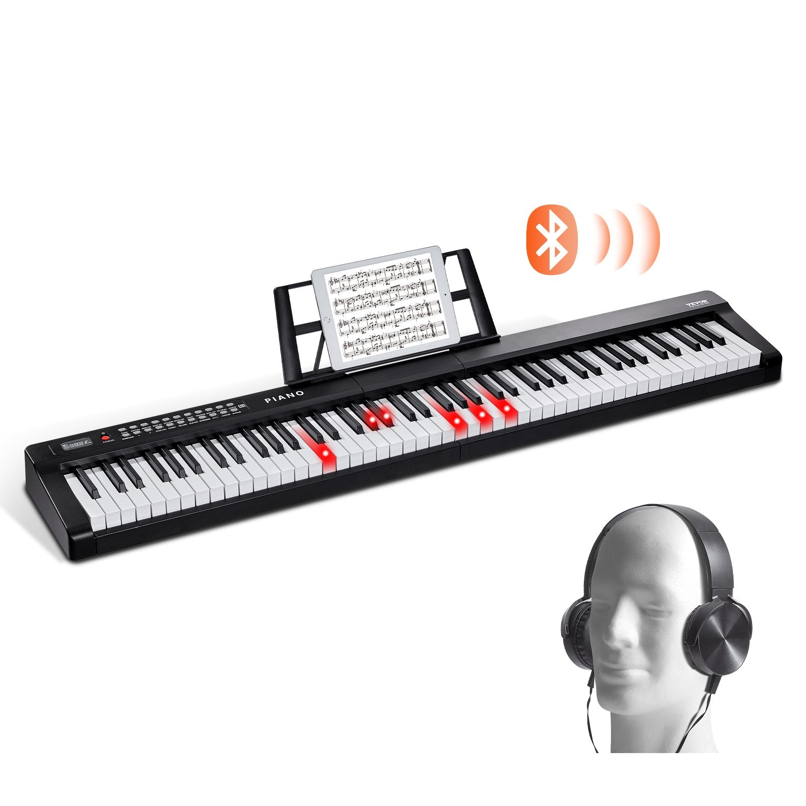 Digital Piano With 88 Keys Semi-weighted Keys Portable Electric Keyboard Piano Set Full Size With 1000 Tones Integrated Speakers