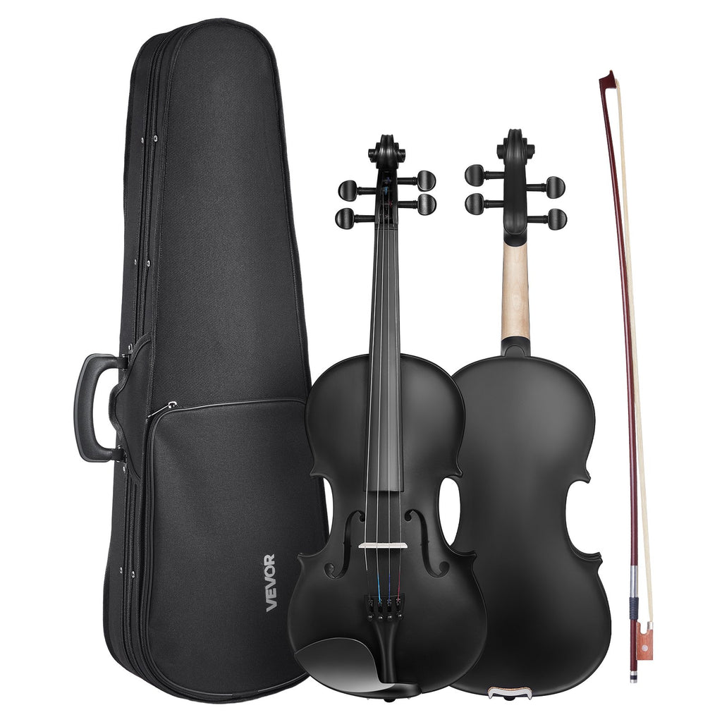 Violin 4/4 Full Size For Adults, Violin Fiddle Set For Beginners Student With Hard Case, Rosin, Bow, Shoulder Rest, Bridge, Tuner And Extra Strings, Professional Solidwood Instruments  (Black)