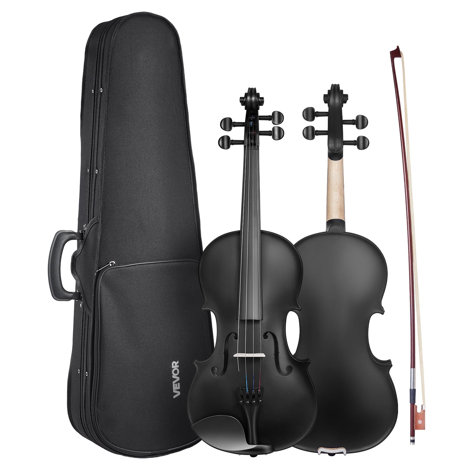 Violin 4/4 Full Size For Adults, Violin Fiddle Set For Beginners Student With Hard Case, Rosin, Bow, Shoulder Rest, Bridge, Tuner And Extra Strings, Professional Solidwood Instruments  (Black)